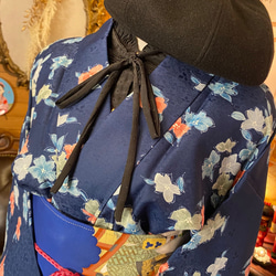 着物 洗える 化繊 ワンピース ドレス ハンドメイド リメイク 帯サッシュベルト KW-302 3枚目の画像