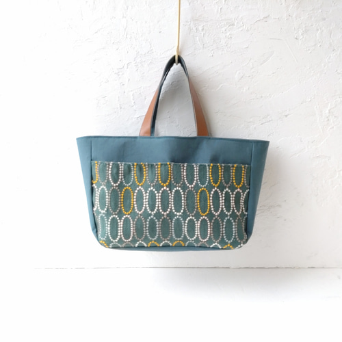 ミナペルホネンハンドメイドトートバッグ ミナペルホネン グリーンtarteとキャンバス トートバッグ トートバッグ