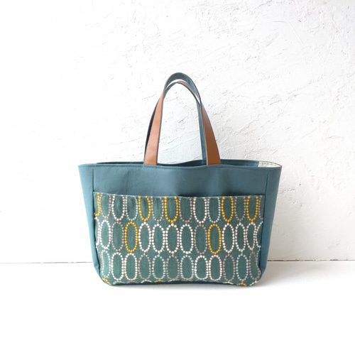 スッシーミナペルホネン ハンドメイド☆rosy blue greenトート