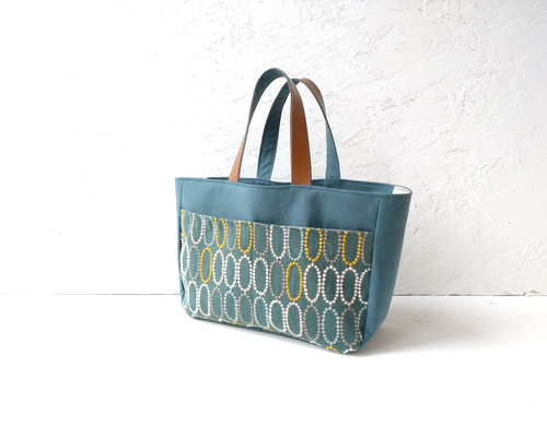 ミナペルホネン グリーンtarteとキャンバス トートバッグ トートバッグ