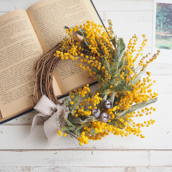 ミモザドライフラワーハーフリース