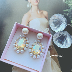 Pearl&Swarovski Crystal RoundJewelry Pierce 1枚目の画像