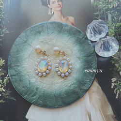 Pearl&Swarovski Crystal RoundJewelry Pierce 3枚目の画像