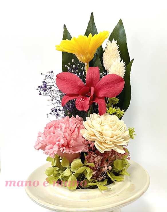 ガラスドーム仏花　紅華 2枚目の画像