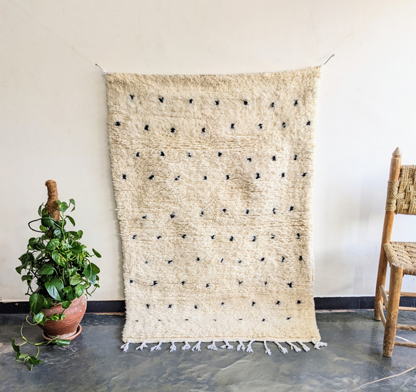 モロッコ ラグ ベニワレン(157×105cm) ドット ブラック カーペット