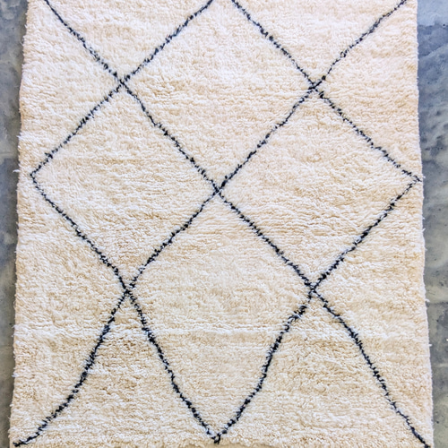 モロッコ ラグ ベニワレンラグ-No4 (156×123cm) ブラック ダイヤ