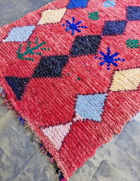<ヴィンテージ> モロッコ ラグ ボシャルウィットラグ-No1 (183×126cm) カーペット　絨毯 6枚目の画像