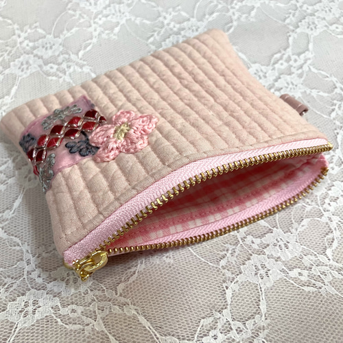 【リュンヌ】インド刺繍リボン・ポーチ リュンヌ】インド刺繍リボン・ミニポーチ(S) リュンヌ】インド刺繍