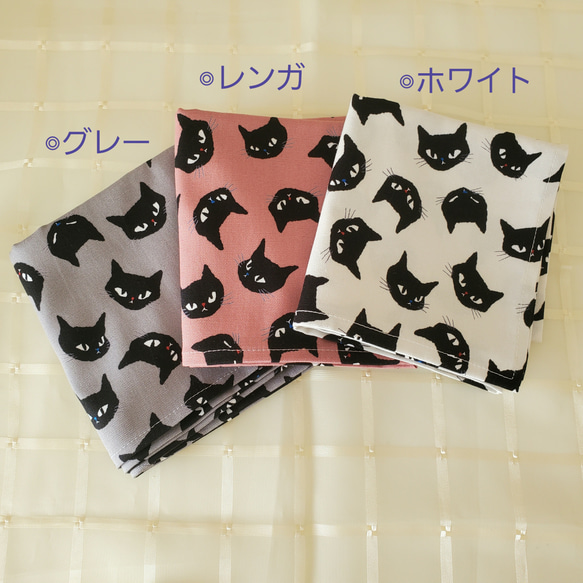 春の準備☆猫ちゃんいっぱいクロス☆お弁当包み　ランチクロス☆小風呂敷☆マルチ☆大判☆グレー 5枚目の画像