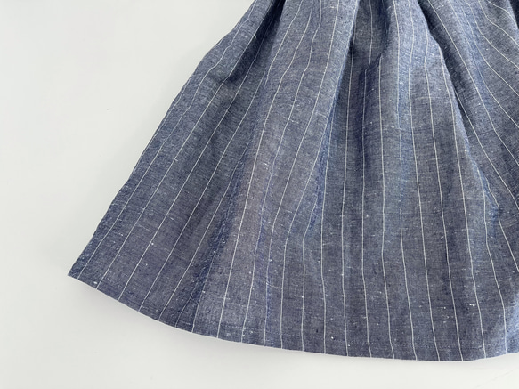 ロングプリーツスカート　* Linen chambray stripe * 9枚目の画像