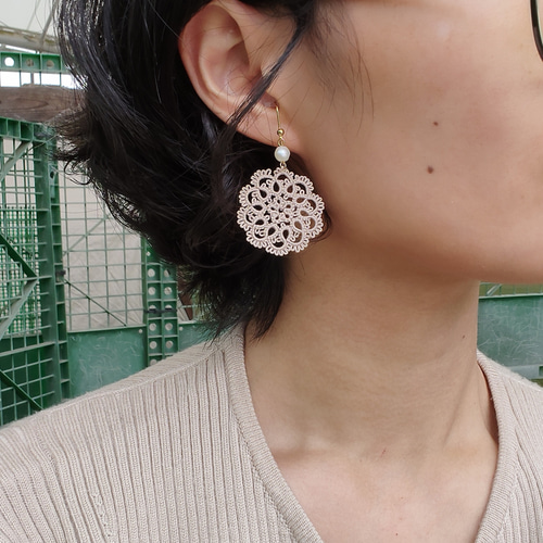 1番人気】タティングの軽やかイヤリング/ピアス イヤリング