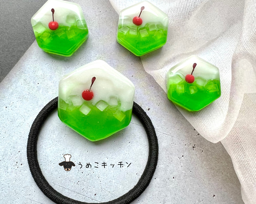 夏SALE クリーム多め クリームソーダー ドーム レジンヘアゴム 夏SALE クリーム多め クリームソーダー ドーム レジンヘアゴム