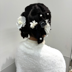 hanakanzashi 成人式 卒業式 二次会 ブライダル 成人式髪飾り 胡蝶蘭 ドライフラワー ヘッドドレス 3枚目の画像