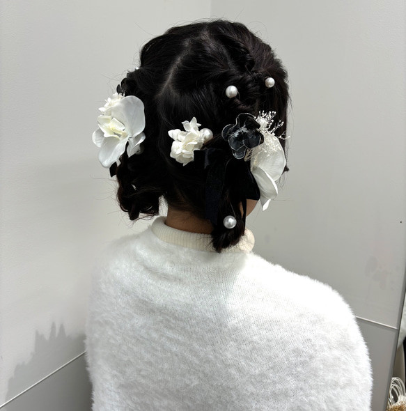 hanakanzashi 成人式 卒業式 二次会 ブライダル 成人式髪飾り 胡蝶蘭 ドライフラワー ヘッドドレス 3枚目の画像