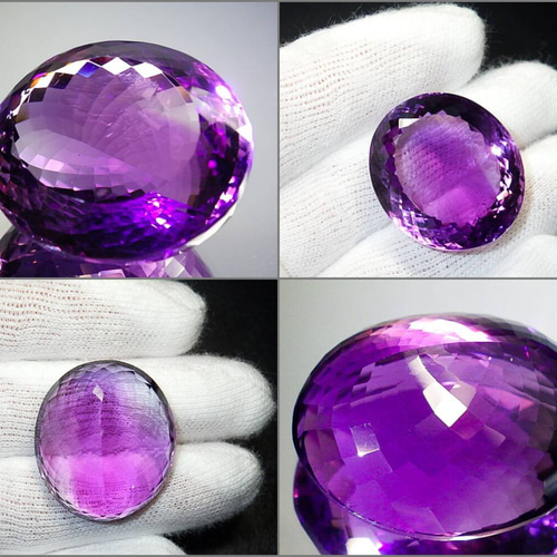 古着人気アイテム ☆天然アメジストブリリアントカット☆68.7ct/28.7mm☆オーバル アメジスト