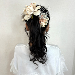 hanakanzashi ドライフラワー 淡い 成人式 卒業式 ウェディング 髪飾り ベッドドレス 簪 2枚目の画像