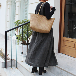 大人クラシック◉リネン ギャザーサスペンダースカート　 7枚目の画像