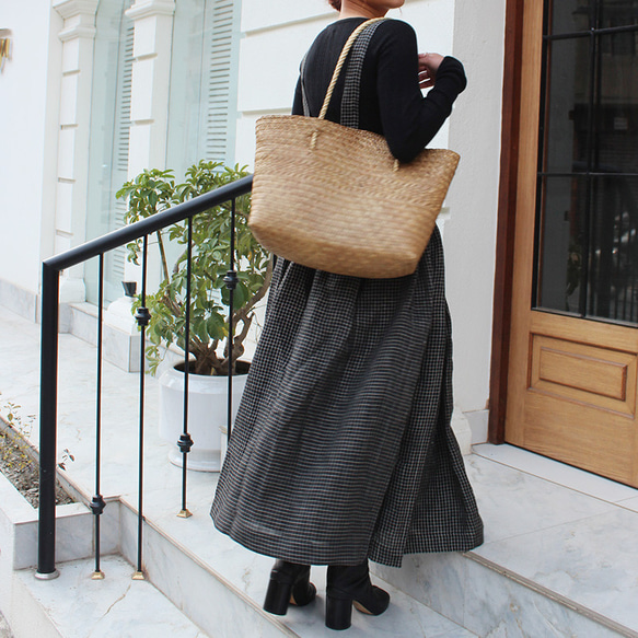 大人クラシック◉リネン ギャザーサスペンダースカート　 7枚目の画像