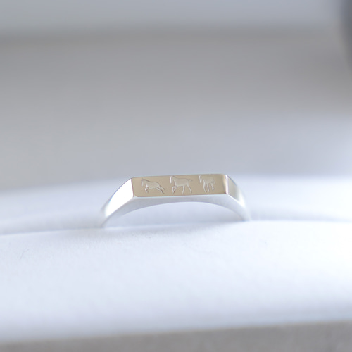 【合馬公式アカウント1専用】義眼リング 約23.5mm Horse』Baguette Signet RING / SV925 ≪送料無料≫ 馬 指輪