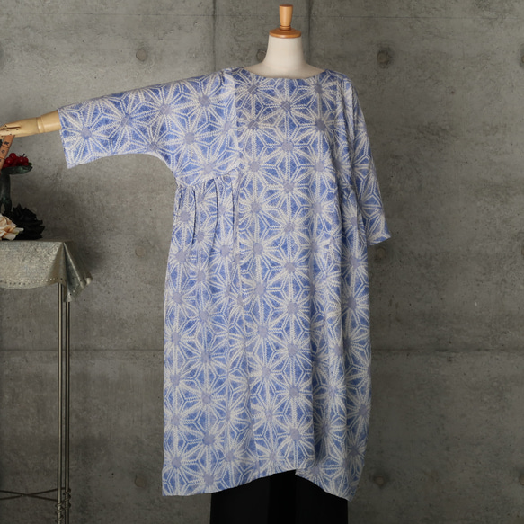 藤娘きぬたや　絞り　チュニックワンピース　フリーサイズ  　着物リメイク　kimono 6枚目の画像