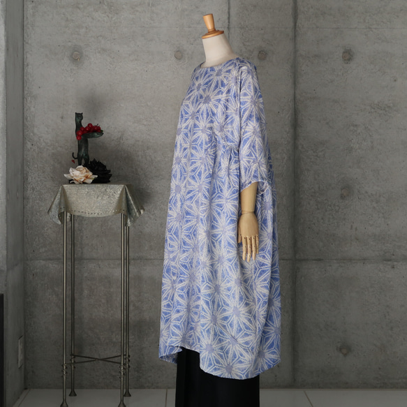 藤娘きぬたや　絞り　チュニックワンピース　フリーサイズ  　着物リメイク　kimono 5枚目の画像