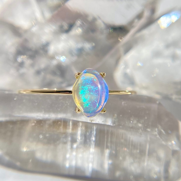 ブラックオパール&ダイヤモンド♡11号【アガット】K10シルバー オパールリング ブラックオパール&ダイヤモンド♡11号【アガット】K10シルバー