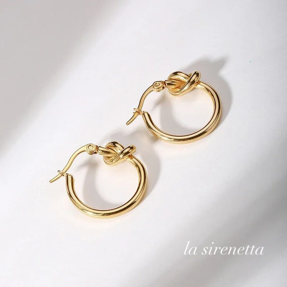 受注製作 ＊ stainless knot hoop pierce 2枚目の画像