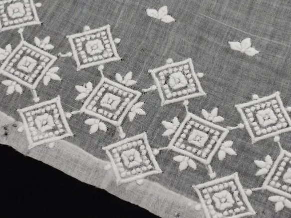 アンティーク オーガンジー生地手刺繍レース（No.L-1204） 4枚目の画像