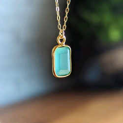 14kgf Mint Green Seaglass rectangle海辺ミントグリーンシーグラスネックレス14K18K 8枚目の画像