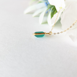 14kgf Mint Green Seaglass rectangle海辺ミントグリーンシーグラスネックレス14K18K 3枚目の画像