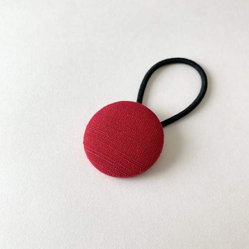 会津木綿のくるみボタンヘアゴム【赤】 ヘアゴム 三日月堂 通販