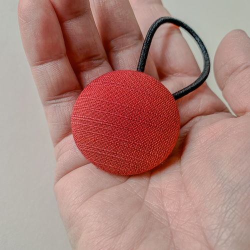 会津木綿のくるみボタンヘアゴム【赤】 ヘアゴム 三日月堂 通販