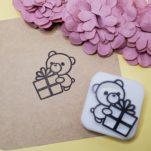 プレゼントくまさん 消しゴムはんこ はんこ・スタンプ Akihanko 通販 