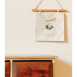 子どもの日・手刺繍タペストリー『金太郎くまちゃん』おしゃれインテリア・壁飾り 5枚目の画像