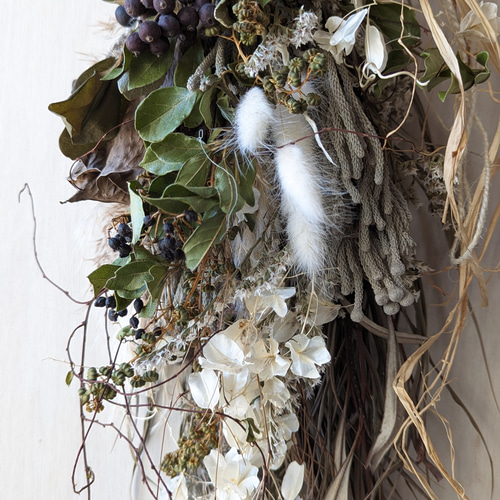 モノトーン ドライフラワースワッグ スワッグ fu.wa.ran