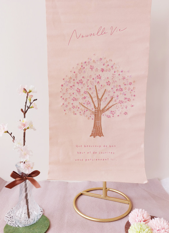 【光触媒】桜タペストリー＆花瓶挿し　大セット 1枚目の画像