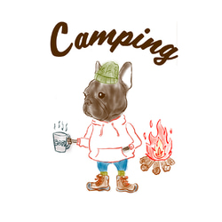 キャンプフレブル　巾着　フレブル　入園　入学　フレンチブルドッグ　キャンプ 6枚目の画像