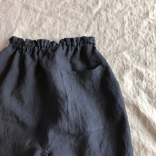 リネンのもんぺ ネイビー ロングパンツ nuuMonpe 通販｜Creema 
