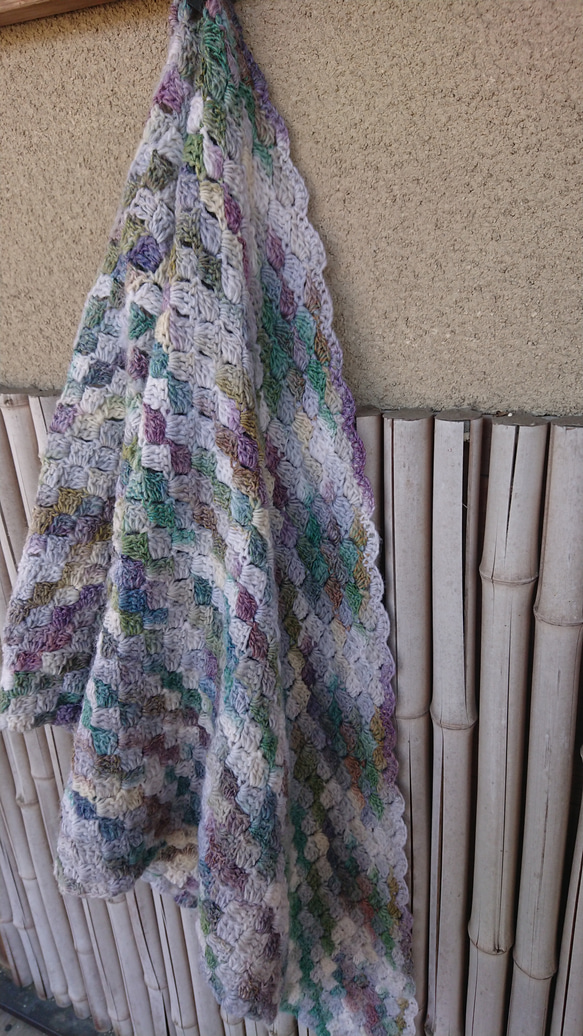 三角ショール/手編み/かぎ針編み/アースカラー 3枚目の画像