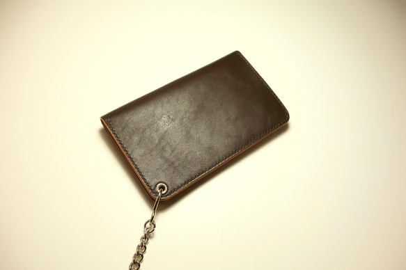 USA製スタッズ　トラッカーウォレット　ミニ財布　チェーン付き　　ホースハイド　ダークブラウン 4枚目の画像