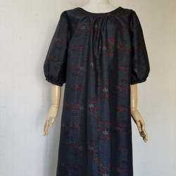 #2641　黒留袖　リメイク　ボレロ付き　ワンピース　ドレス　L～LLサイズ相当 2641 黒留袖 リメイク ボレロ付き ワンピース ドレス L～LL