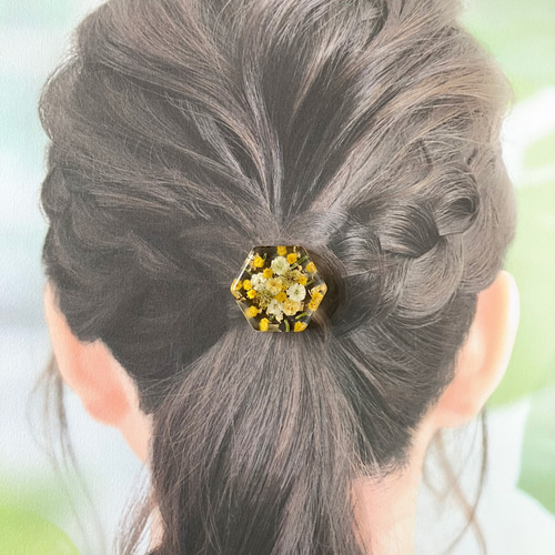 お花大好きシリーズ② 六角形レジンヘアゴム