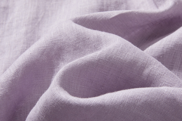 清潔感ある大人のリネンシャツ　リネン100％　長袖　藤色　240316-2 12枚目の画像