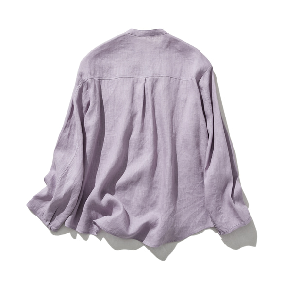 簡潔精緻的亞麻襯衫，100%亞麻布料製成。長袖，紫色。產品編號：240316-2 第8張的照片