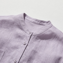 簡潔精緻的亞麻襯衫，100%亞麻布料製成。長袖，紫色。產品編號：240316-2 第2張的照片