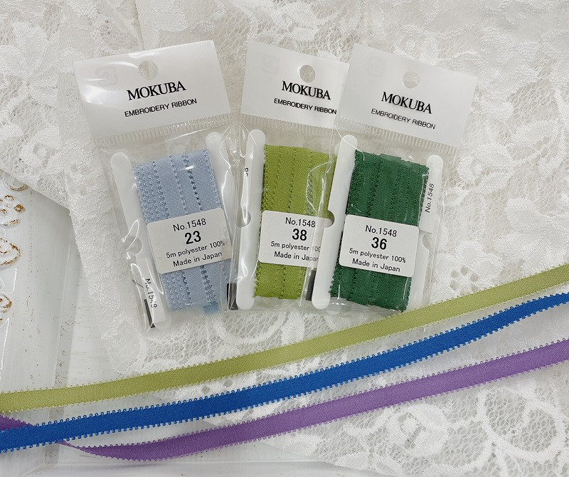 刺繍リボン MOKUBA MER1548b 7mm×5m巻 木馬リボン ピコット