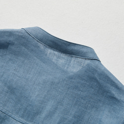 清潔感ある大人のリネンシャツ　リネン100％　長袖　灰みのある青色　240316-4 8枚目の画像