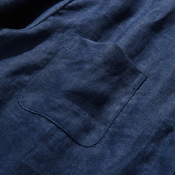 清潔感ある大人のリネンシャツ　リネン100％　長袖  紺色　240316-6 6枚目の画像