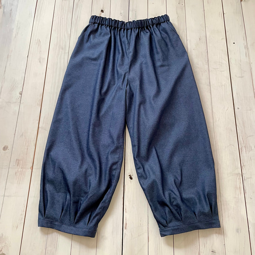 □大人気パンツ‼️春夏秋薄手デニムカフスバルーンパンツ☆シワになり