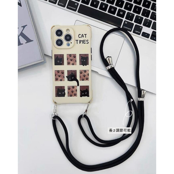 猫のiphoneケース   スマホケース 2way  スマホショルダー  iphone15 6枚目の画像